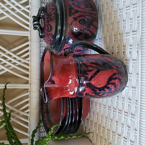 Vtg Danish studio pottery pitcher Lene Kuhl